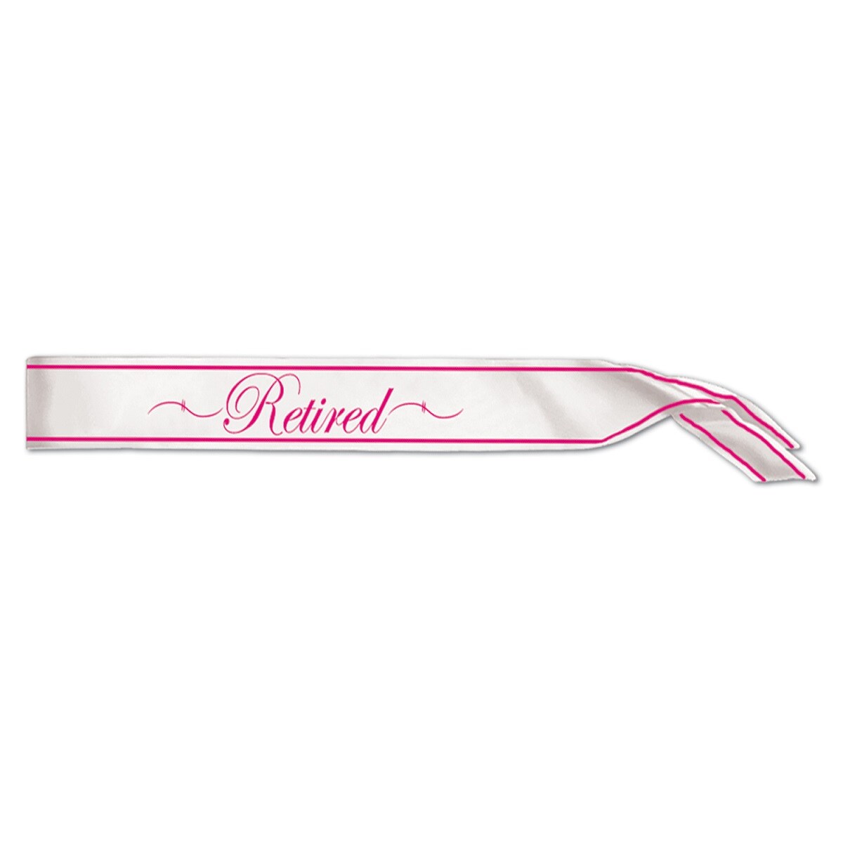 Party Central Pack of 6 Pink and White &#x22;Retired&#x22; Sash Party Favors 33&#x22;