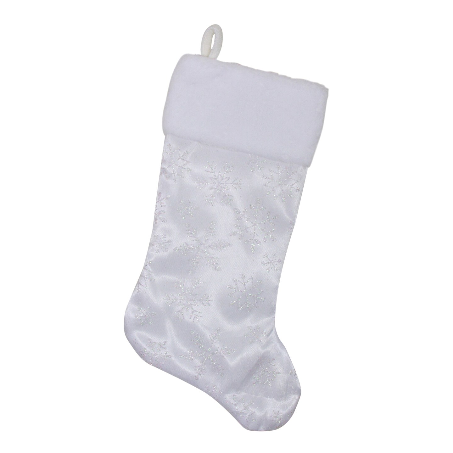 Northlight 20.5&#x22; White Iridescent Glittered Snowflake Christmas Stocking