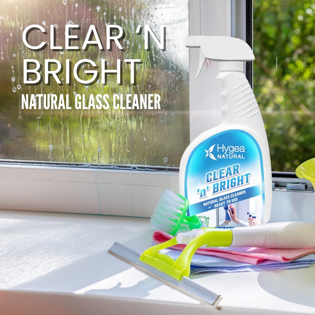 Hygea Natural Clear 'n' Bright - Natural Glass Cleaner (Ready to Use) 24 oz
