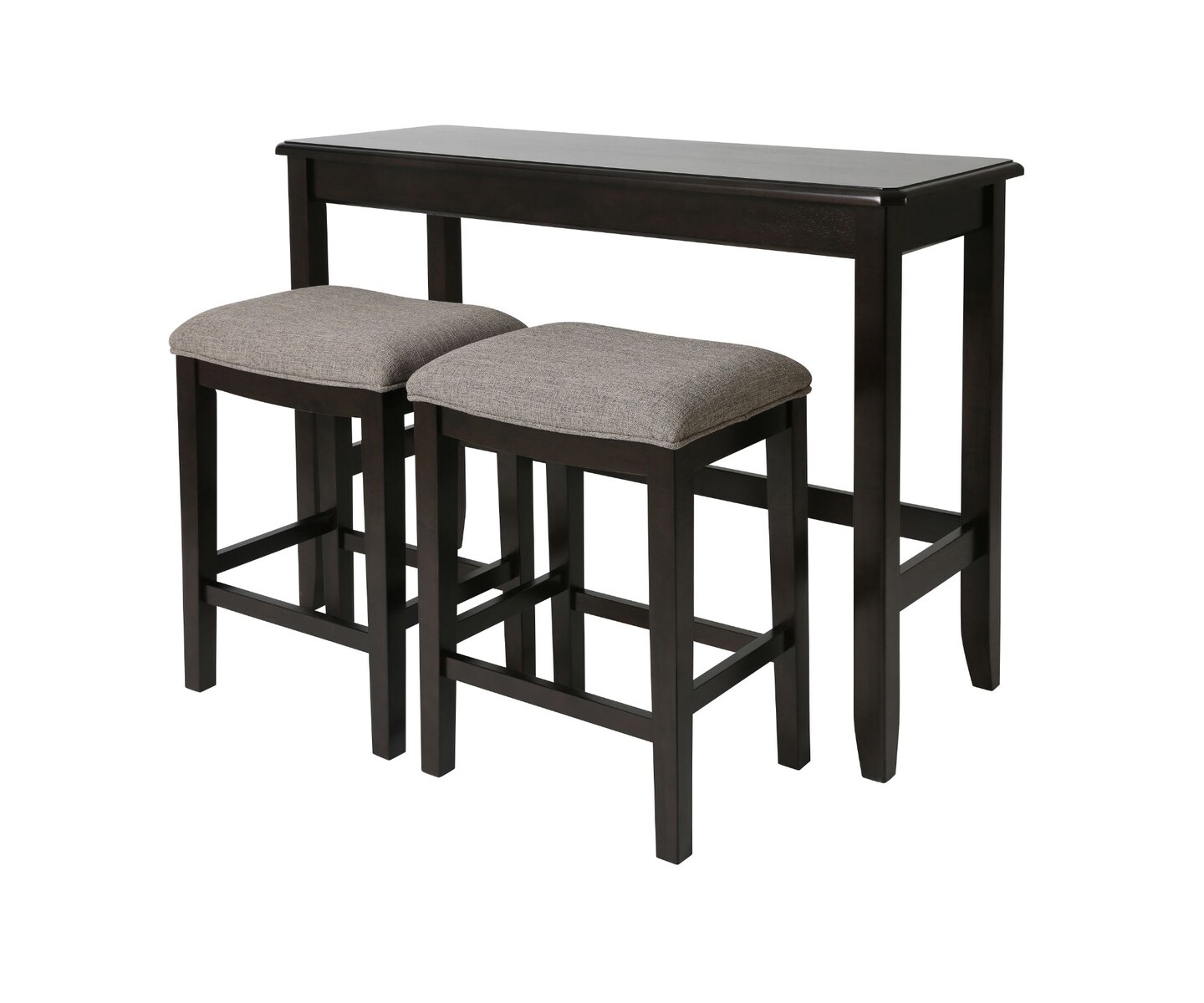 Contemporary Home Living 3pc Pub Style Sofa Table with Nested Upholstered Stools - 48" - Espresso