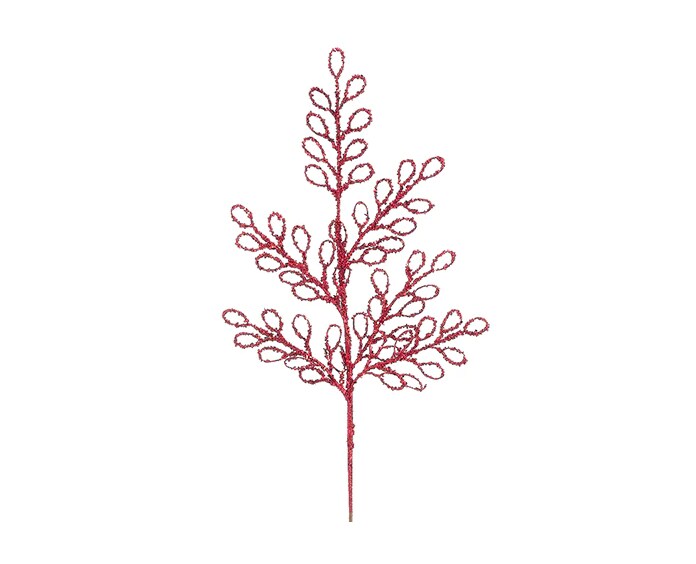 Allstate Glittered Loop Artificial Christmas Pick Spray - 24"- Red