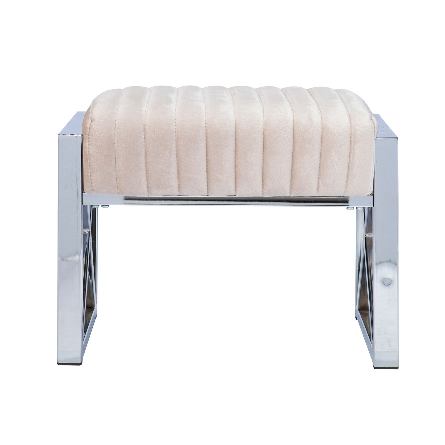 Southern Enterprises 21.5" Silver and Champagne Gold Contemporary Ottoman