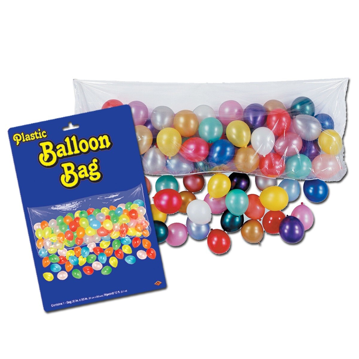 Beistle Club Pack of 12 Clear Plastic Balloon Bags w/100 No 6 Balloons 80&#x22;