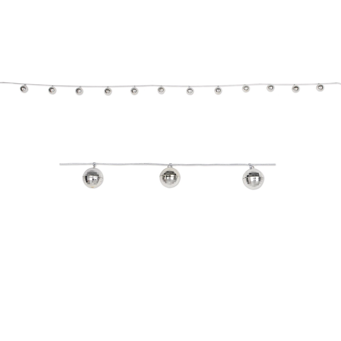 Beistle Club Pack of 12 Decorative Metallic Hanging Disco Ball Garland 1.5&#x22; x 78&#x22;