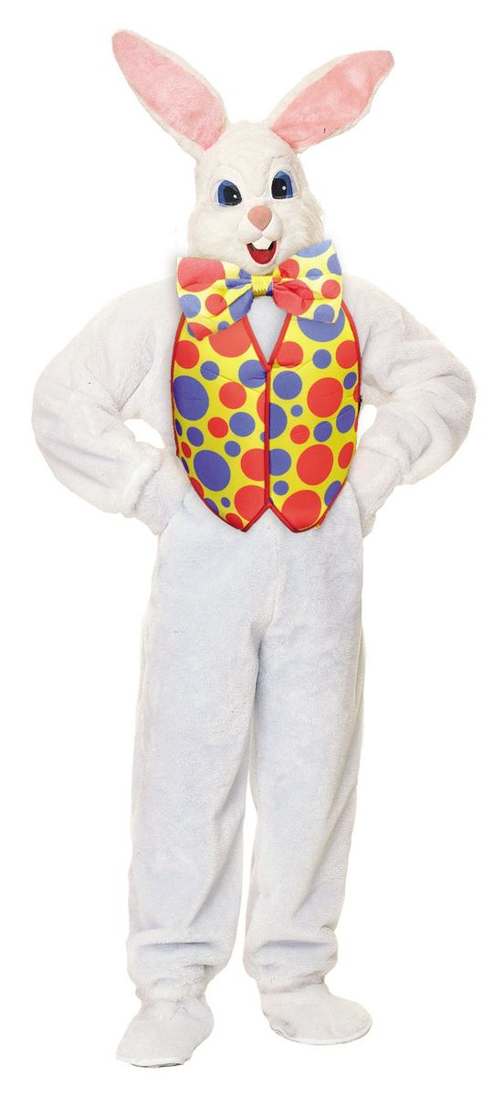 The Costume Center White and Yellow Easter Bunny Deluxe Unisex Adult Halloween Mask Costume Accessory - One Size