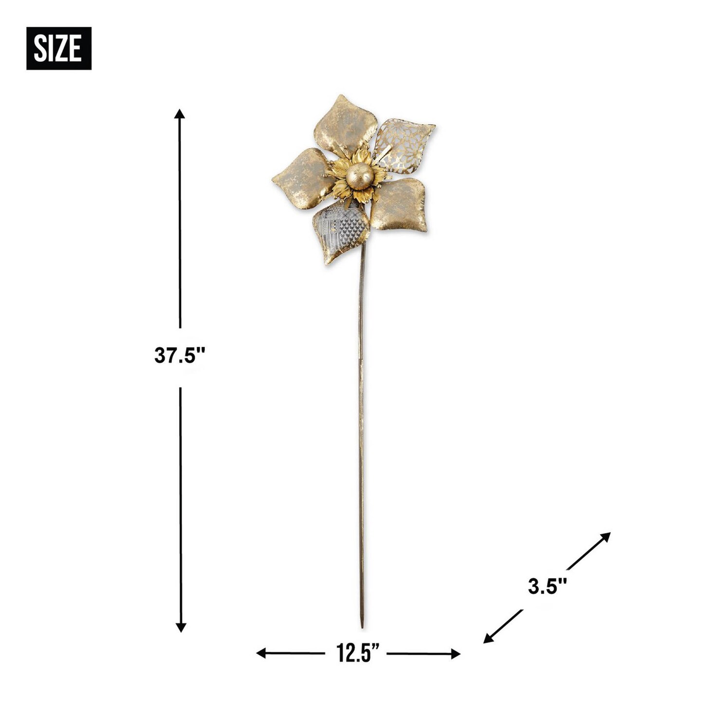 Accent Plus Home Decorative Mixed Pattern Metal Flower Garden Stake - 38.5 inches