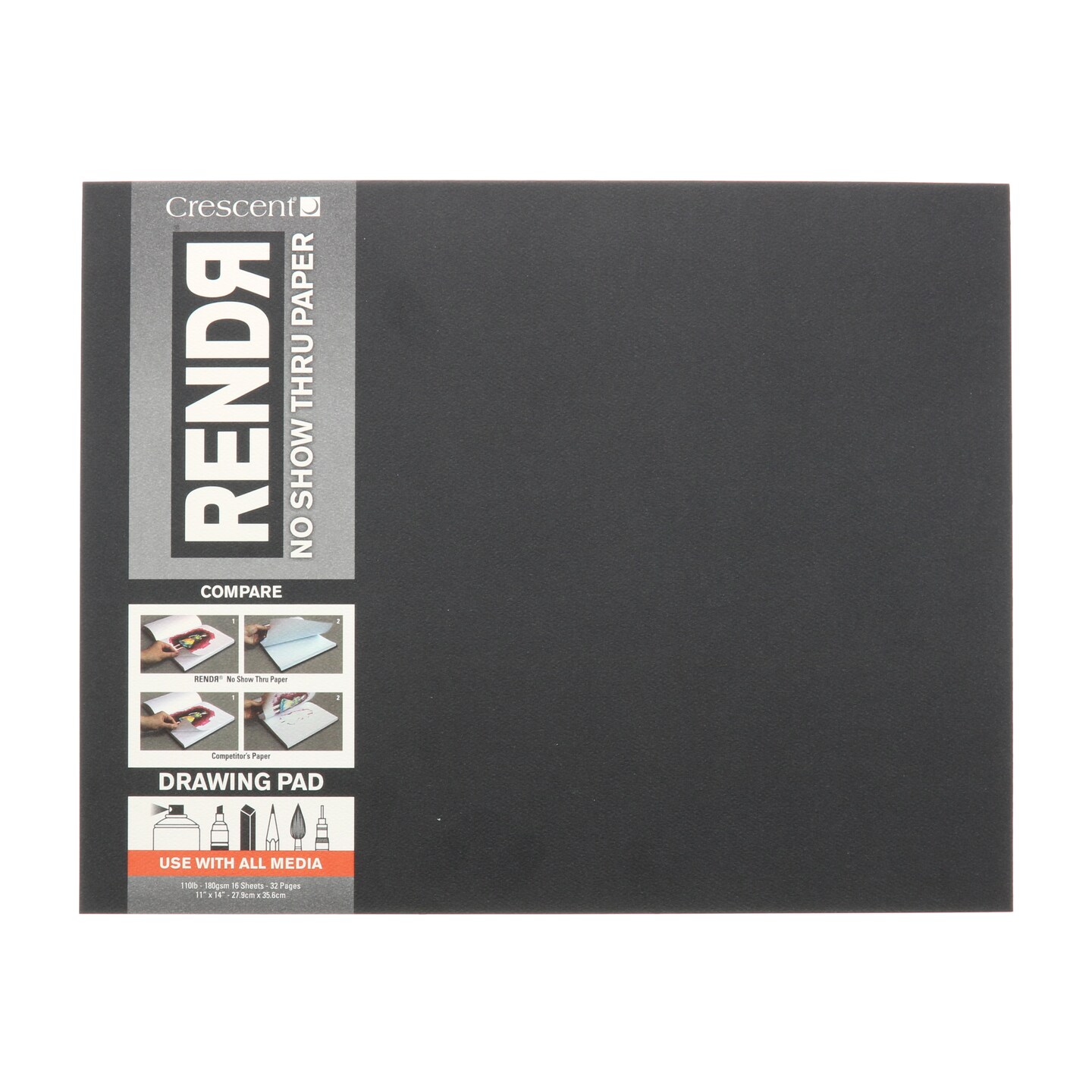 Crescent RENDR Hard-Cover Pad, 11&#x22; x 14&#x22;, 16 Sheets/Pad