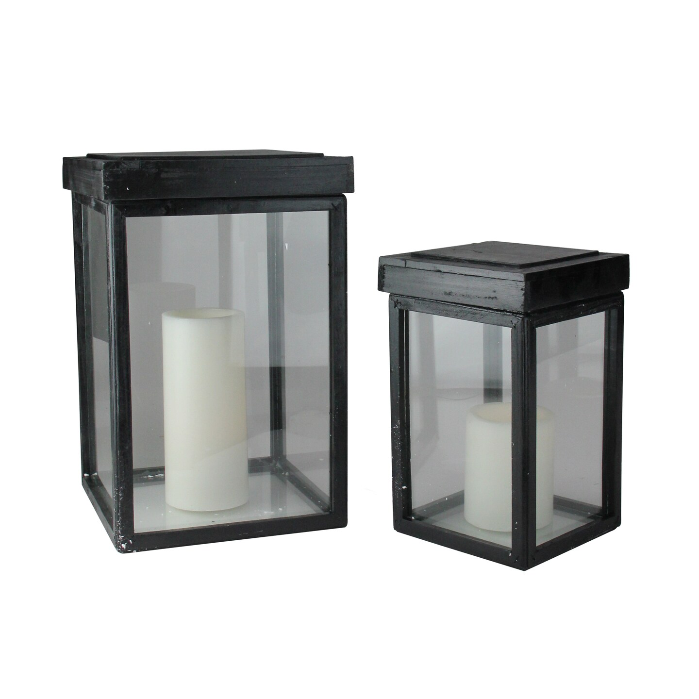 Kaemingk Set of 2 Lidded Black Fir Wood Display Boxes 16.5&#x22;