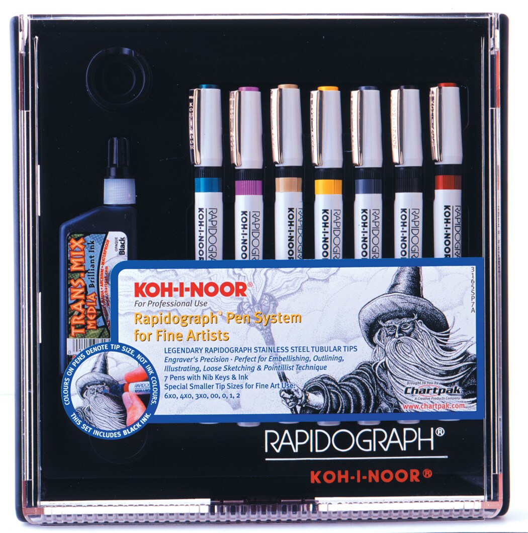 Koh-I-Noor - Rapidograph Pen &#x26; Ink Set - 7-Pen Set