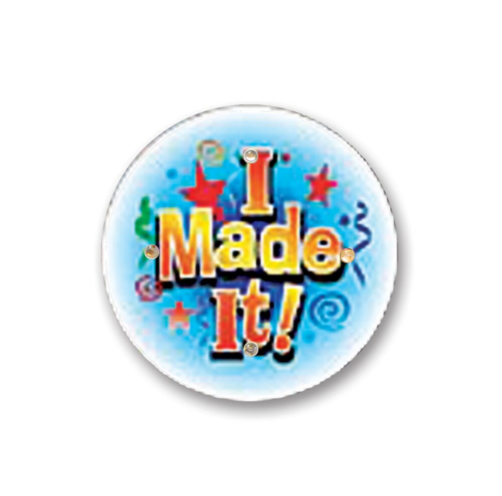 Beistle Pack of 6 Blue and Red &#x22;I Made It!&#x22; Flashing Birthday Party Celebration Buttons 2.5&#x22;