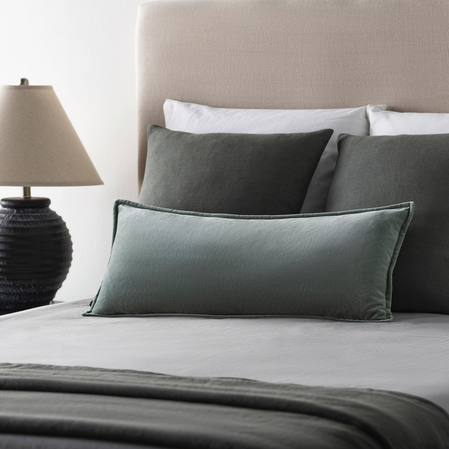 Tiwari Home 30 Solid Gray Velvet Rectangular Lumbar Pillow Down Filler