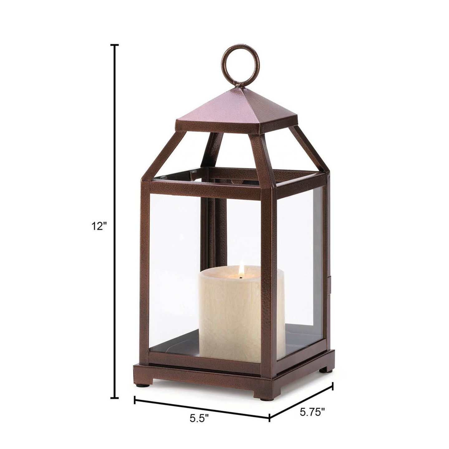 Gallery of Light Home Decorative Burnished Copper Candle Lantern - 12 inches