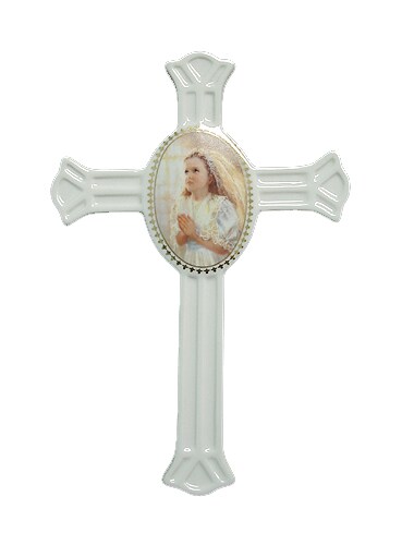 Roman Kathryn Fincher First Communion Girl Porcelain Wall Cross #13159