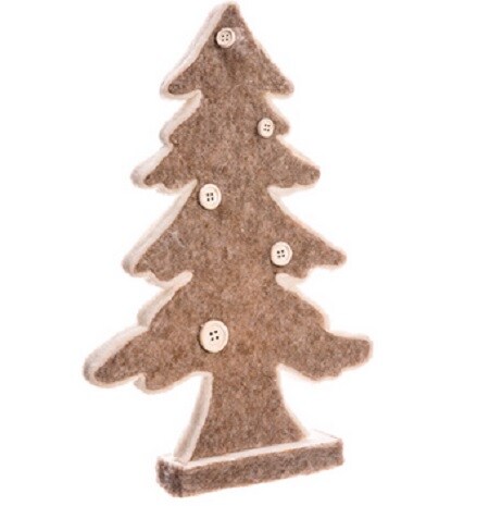 Allstate Buttoned Christmas Tree Decoration - 12" - Beige and Brown