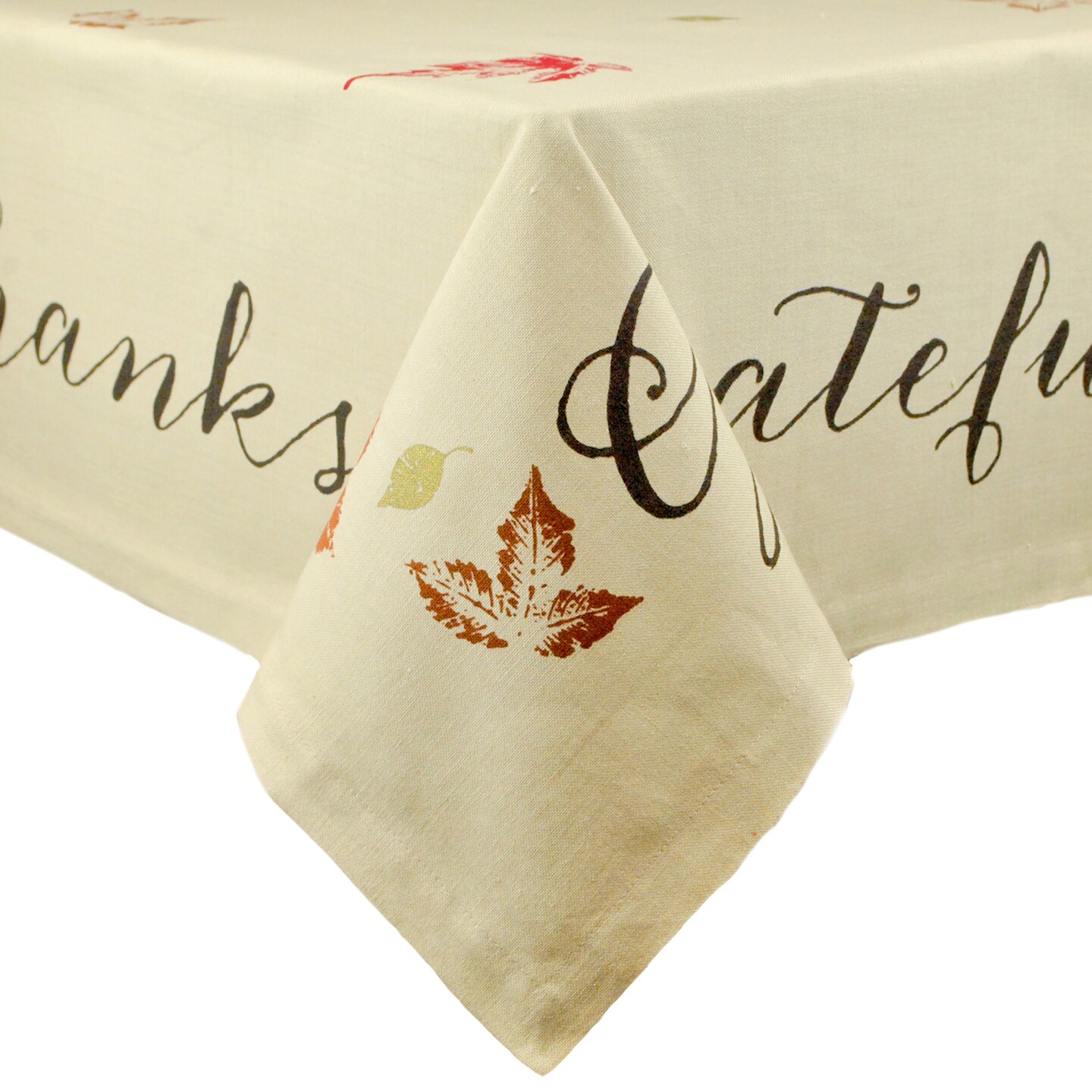 CC Home Furnishings Autumn Leaves Square Fall Harvest Tablecloth - 52&#x22; - Cream and Red