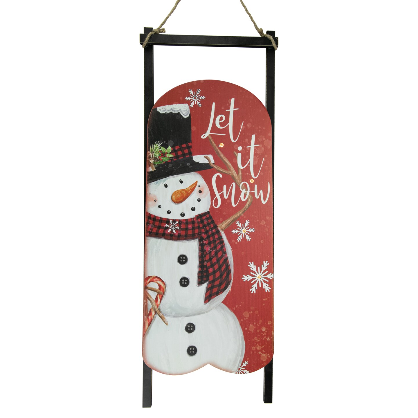 Northlight 21.75&#x22; LED Lighted &#x27;Let it Snow&#x27; Snowman Sled Christmas Wall Sign