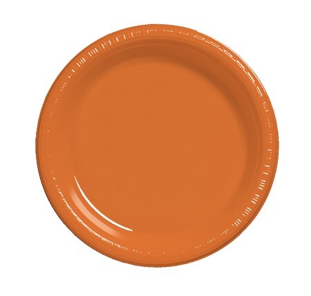 Party Central Club Pack of 240 Sunkissed Orange Disposable Plastic Party Banquet Dinner Plates 10&#x22;