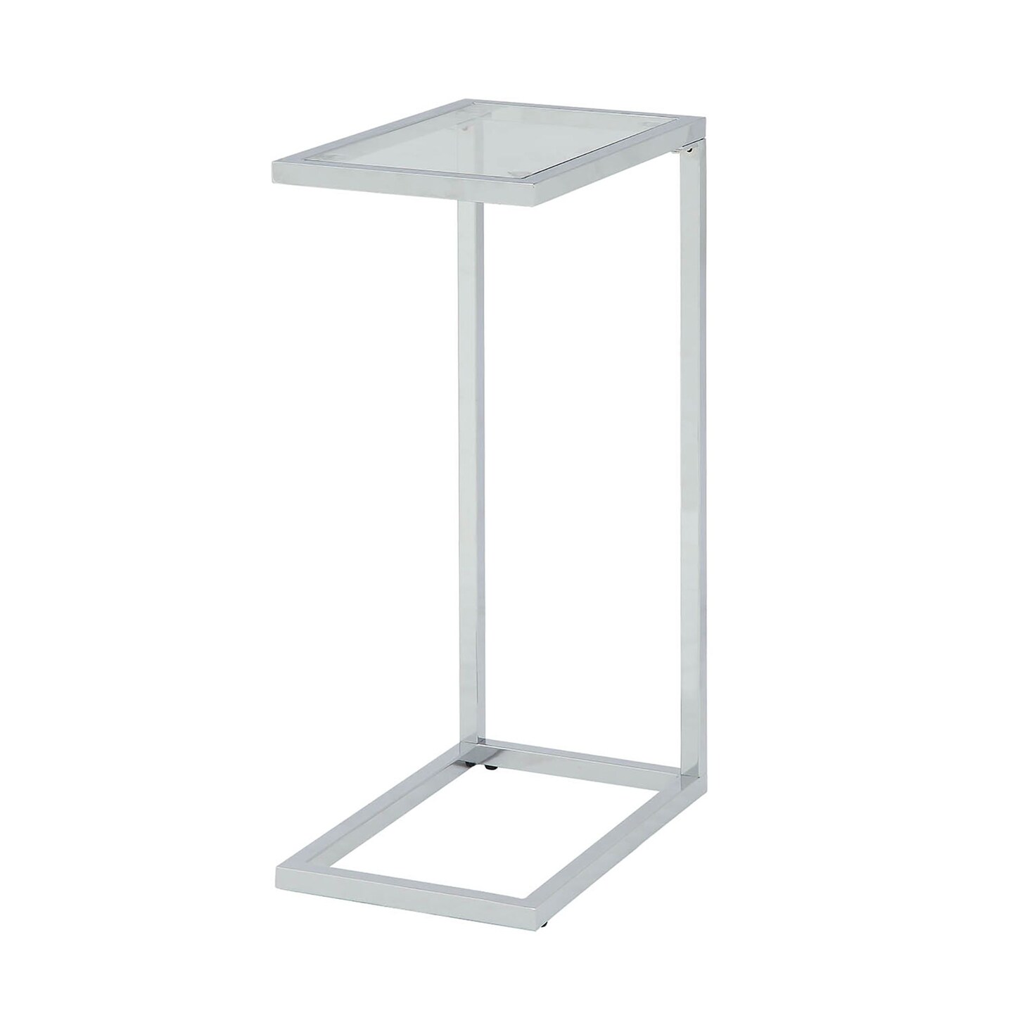 Contemporary Home Living 25.25&#x22; Silver Computer Tray Table with Rectangular Glass Top