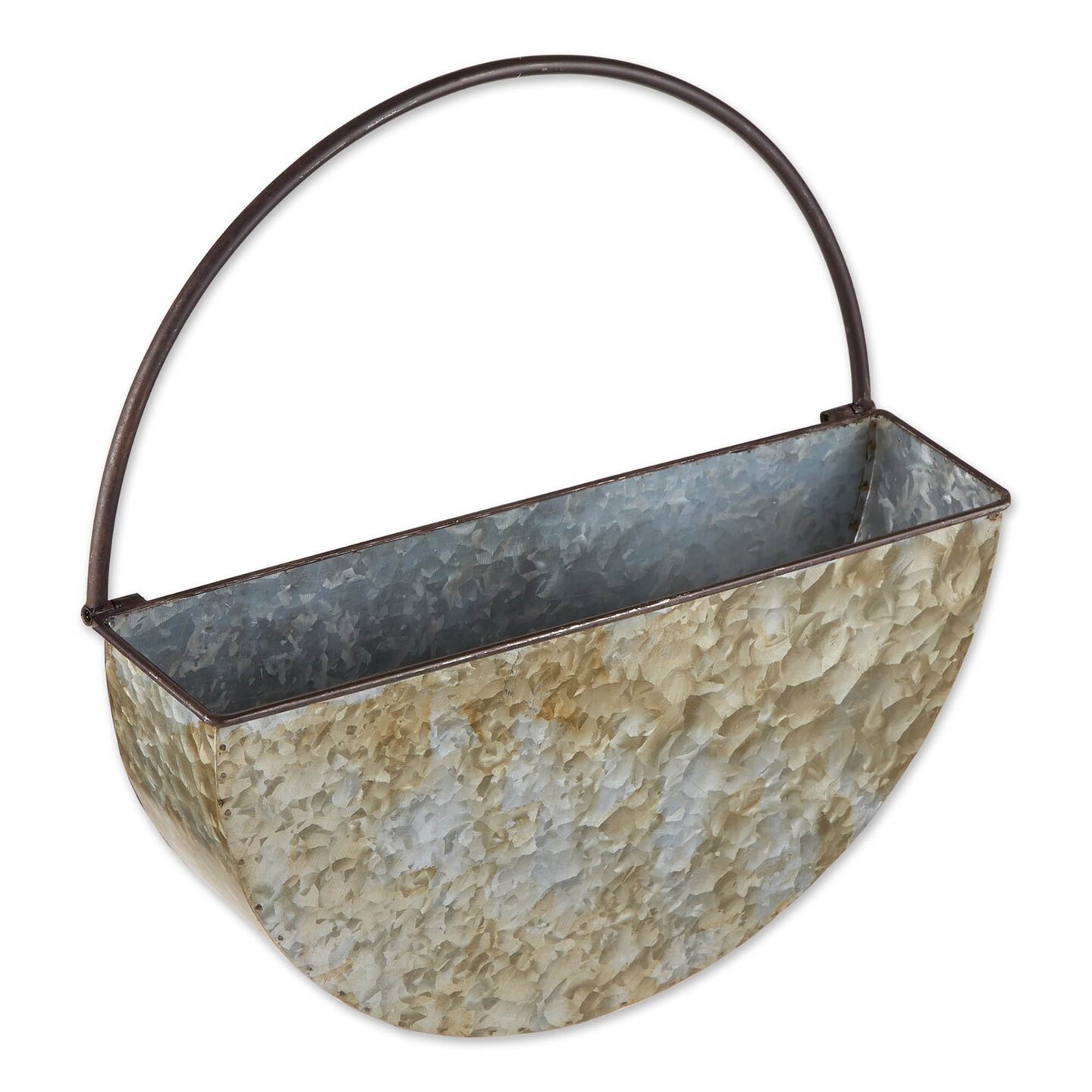 Accent Plus Home Decorative Half-Circle Galvanized Metal Wall Planter