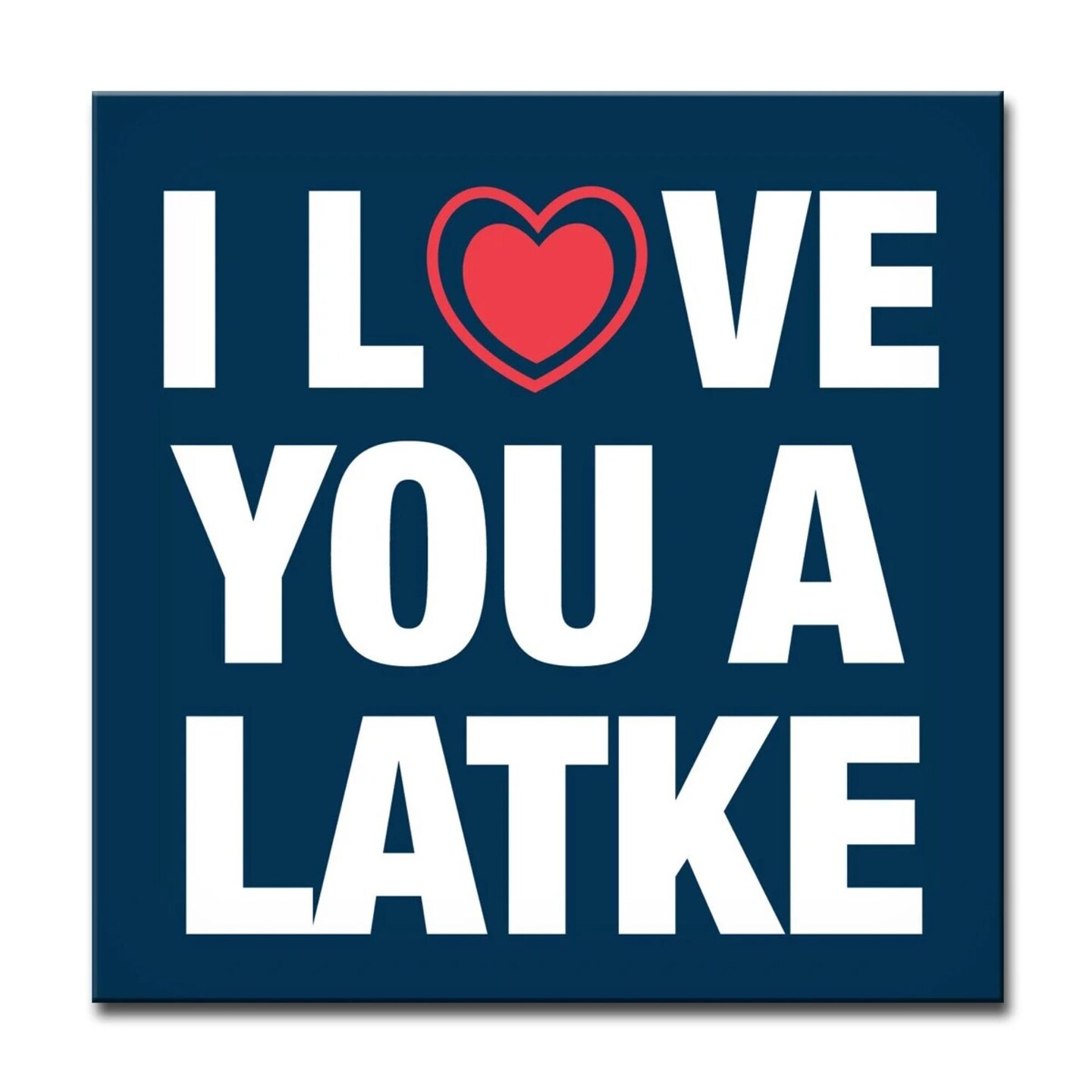Crafted Creations Navy Blue and White &#x22;I LOVE YOU A LATKE&#x22; Hanukkah Square Cotton Wall Art Decor 20&#x22; x 20&#x22;