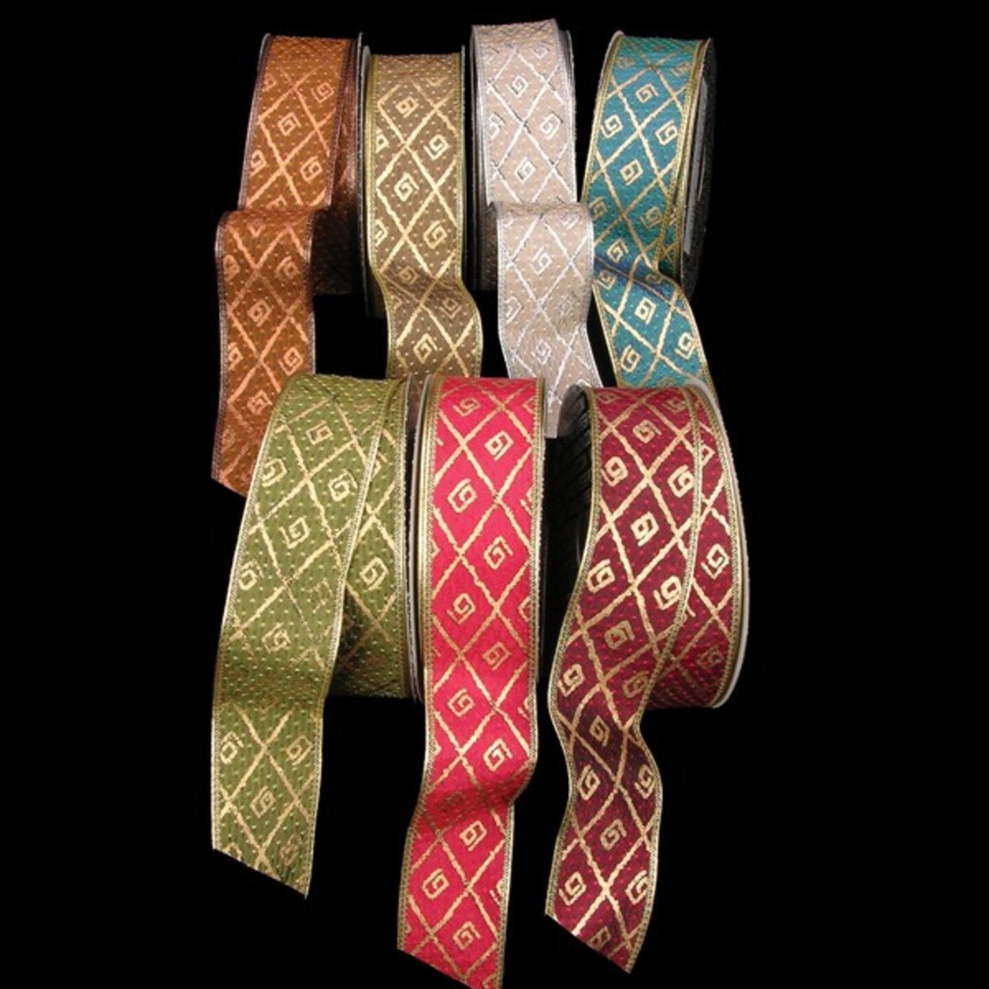 The Ribbon People Copper Diamond Print Taffeta Wired Craft Ribbon 1.5&#x22; x 40 Yards