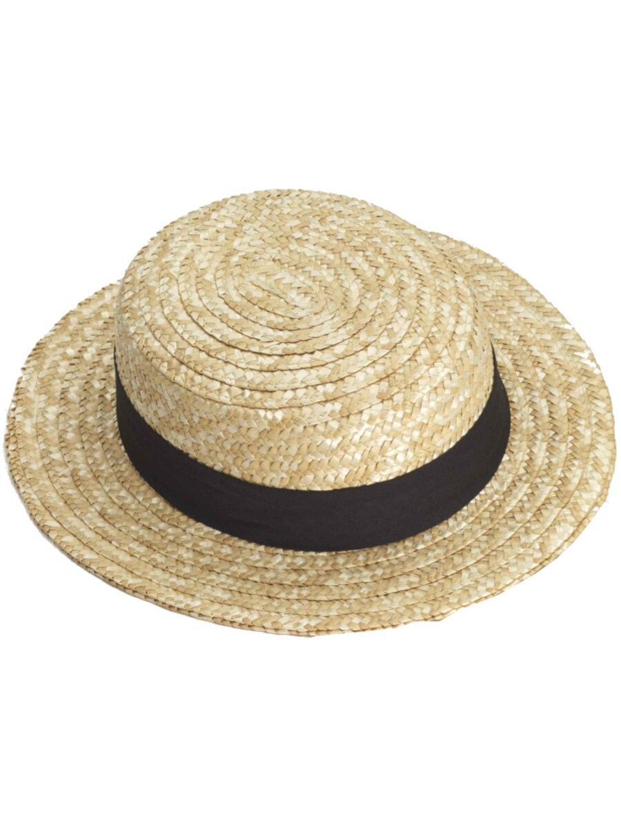 Adult's Natural Color Straw Boater Skimmer Party Hat Costume Accessory