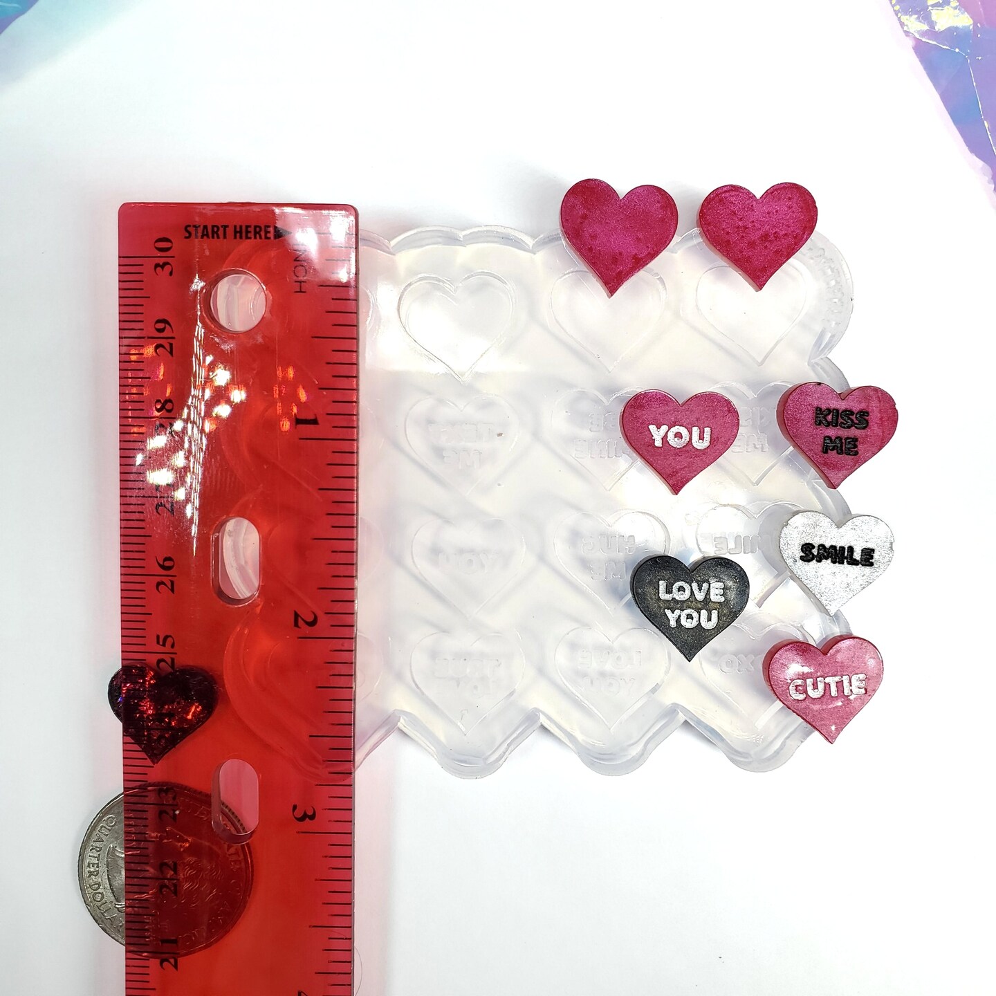 Heart Candy Studs Silicone Mold Palette 8 Pairs Valentine (D4)