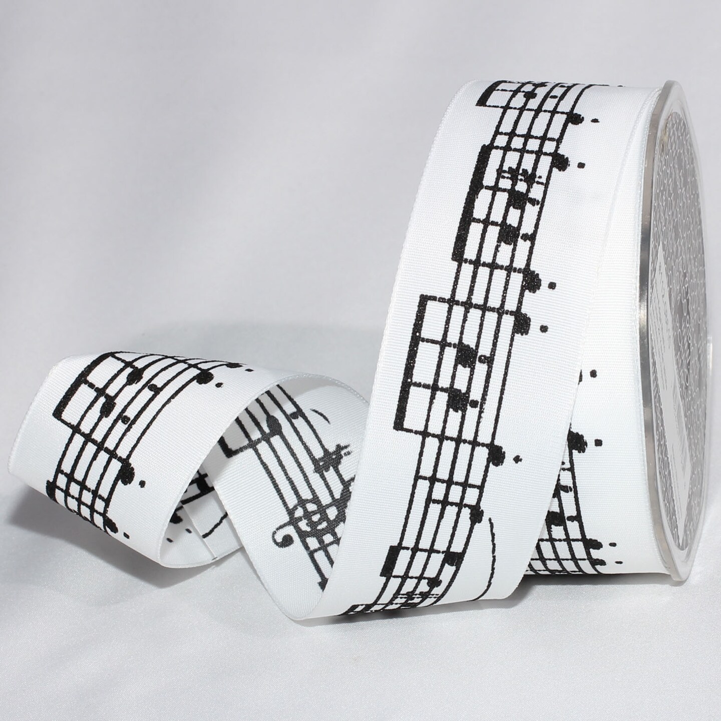 The Ribbon People White Music Note Print Wired Craft Ribbon 1.5" x 44 Yards