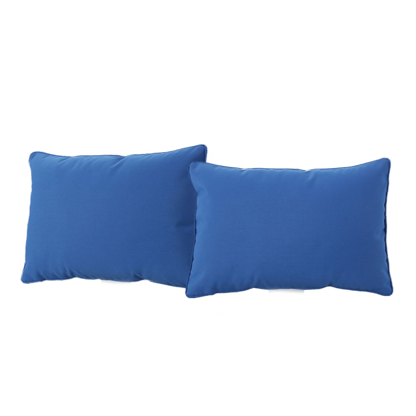 Contemporary Home Living Set of 2 Blue Solid Rectangular Outdoor Throw Pillows 18.5"