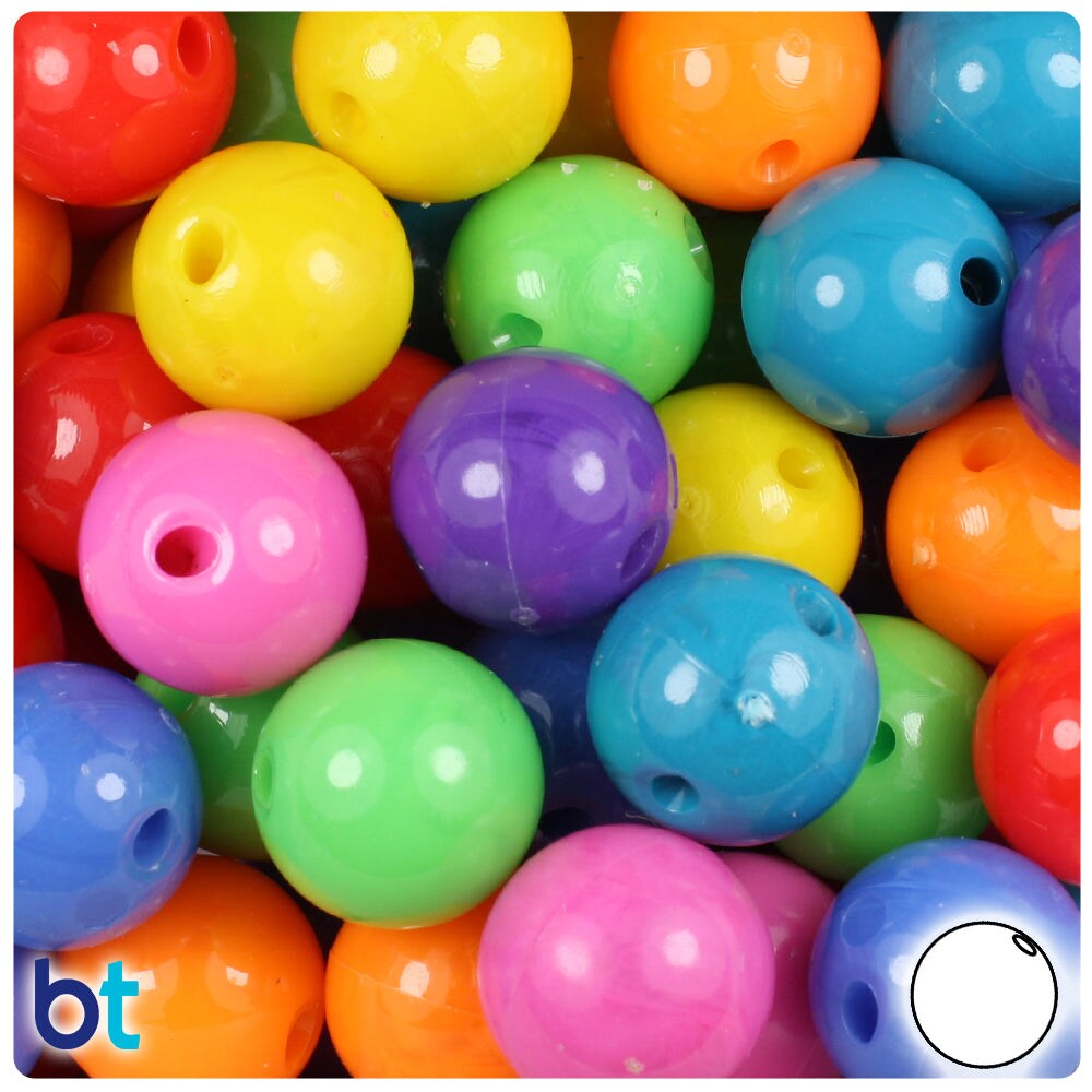 BeadTin Circus Mix Opaque 16mm Bubble Plastic Craft Beads (4oz)