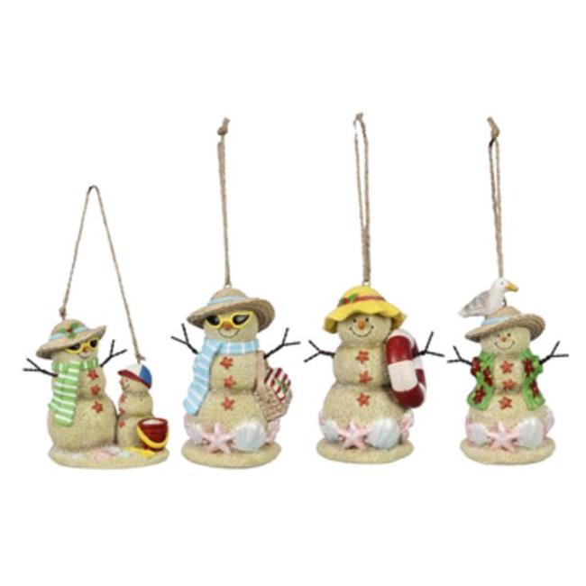 Youngs 60403 Resin Beach Snowman Ornament, Assorted Color - 4 Piece ...