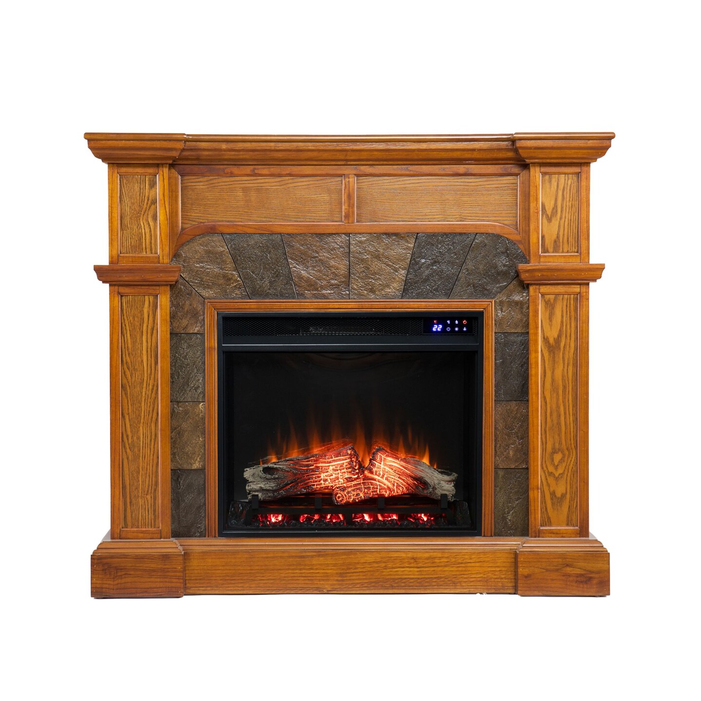 Southern Enterprises 45.5" Caramel Brown Traditional Style Electric Fireplace TV Stand