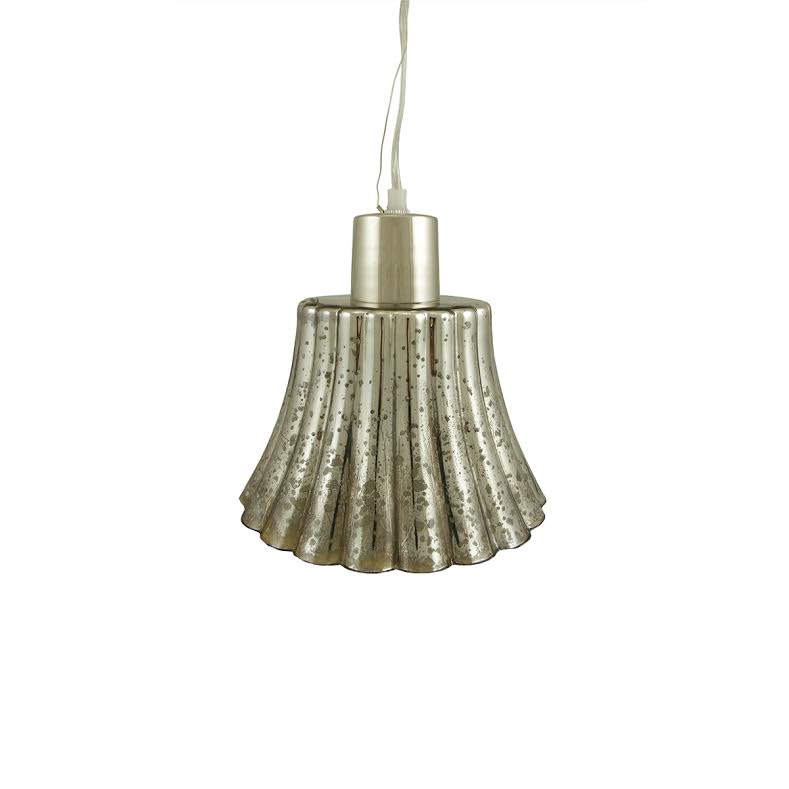 CC Home Furnishings 9" Metallic Mercury Glass Bell Hanging Pendant Ceiling Lamp
