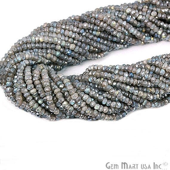 Rondelle Beads, 12.5 Inch Bead Strands, Natural Strung Gemstone, 3-4mm, Faceted, GemMartUSA (70002)