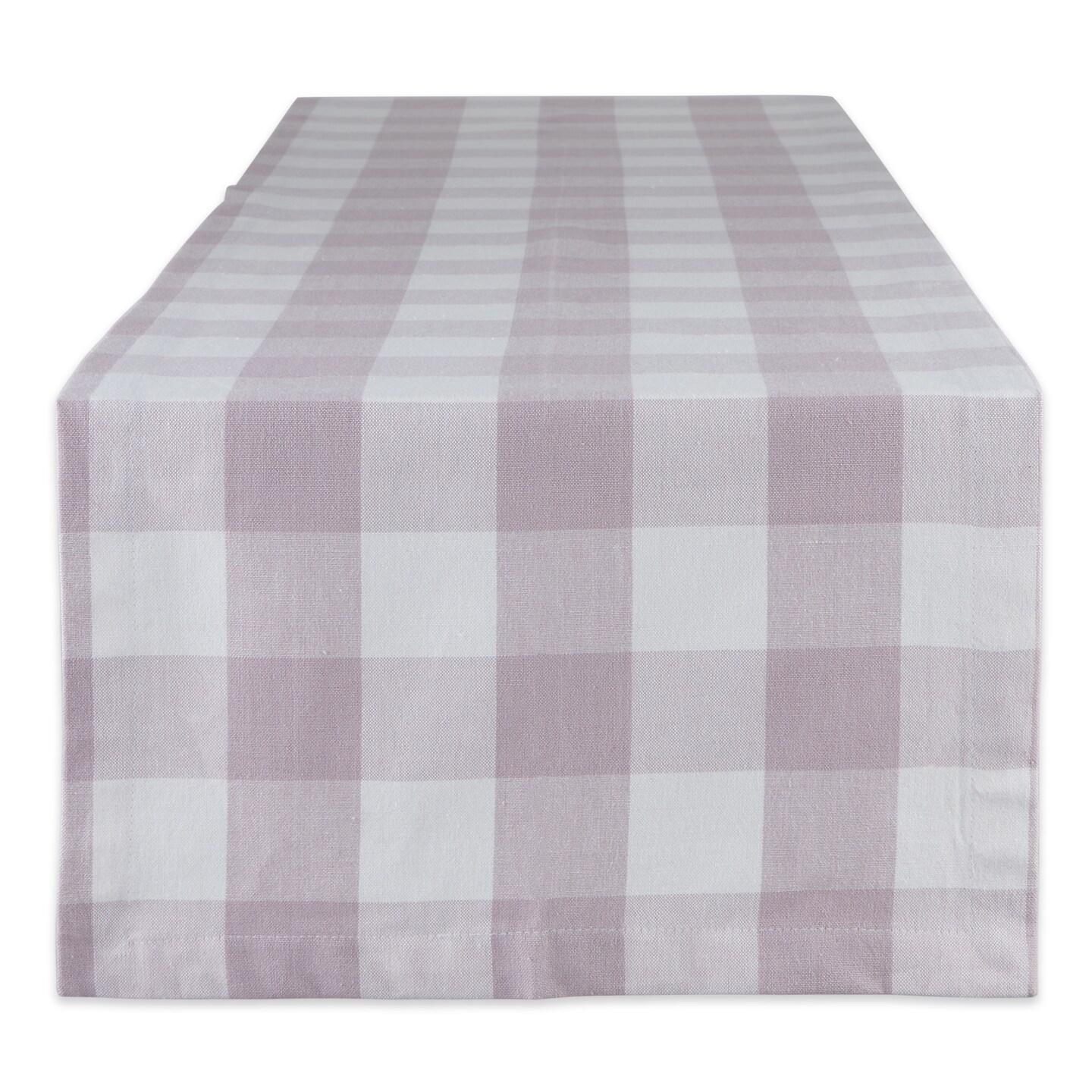 Contemporary Home Living Buffalo Check Cotton Table Runner - 108&#x22; - French Lilac and White