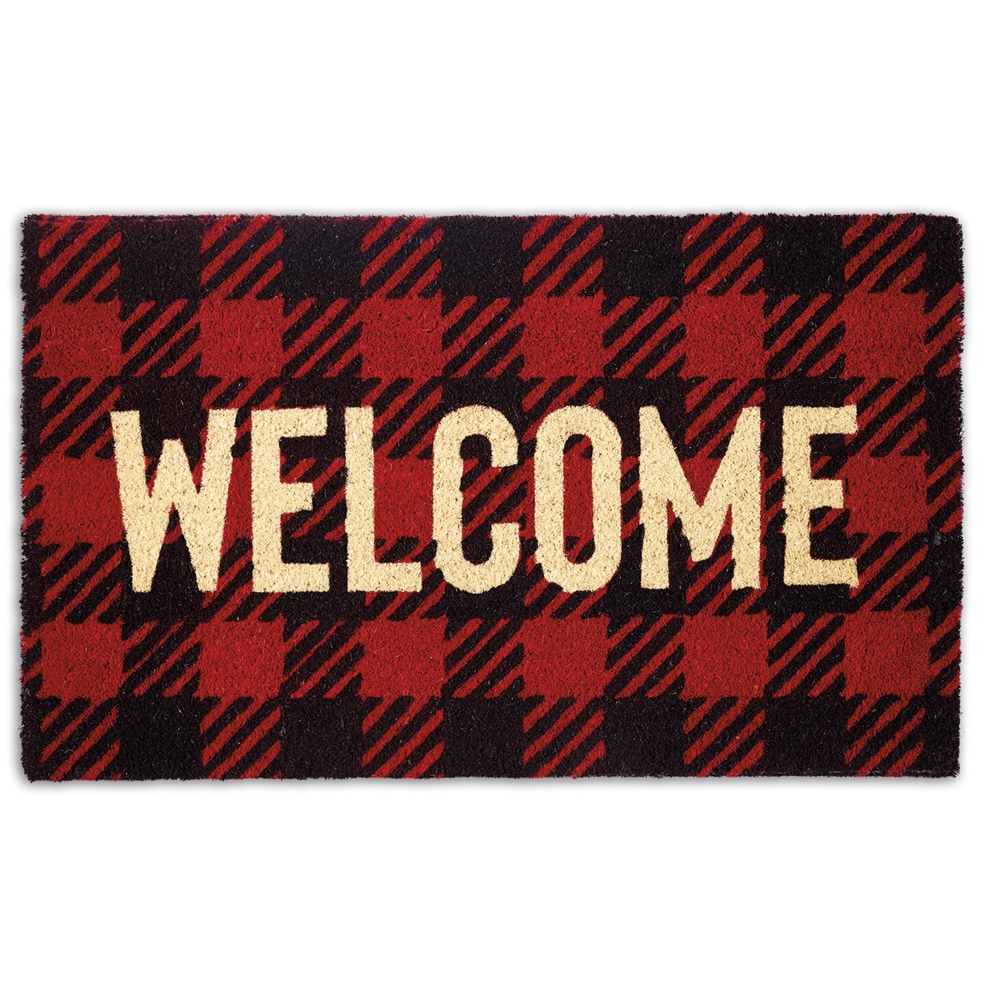 Contemporary Home Living 30" Durable and Non-Slip Doormat with "Buffalo Check Welcome" Design