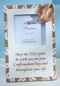Roman Religious Gold Confirmation Photo Picture Frame Gift 3&#x22; x 3&#x22;