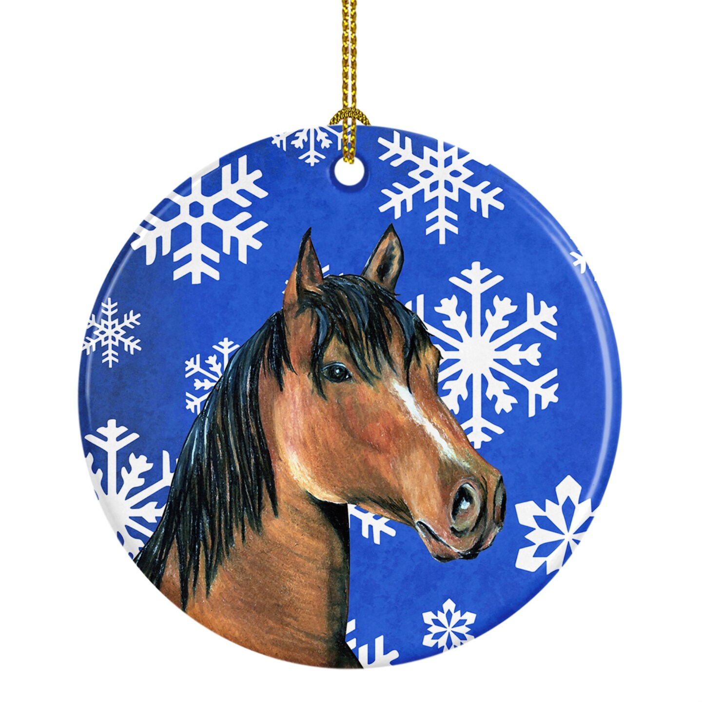 Horse Winter Snowflakes Holiday Ceramic Ornament SB3146CO1