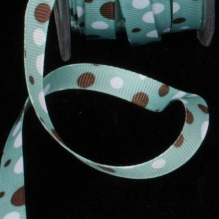The Ribbon People Teal and White Polka Dots Double Sided Grosgrain Craft Ribbon 0.75&#x22; x 55 Yards