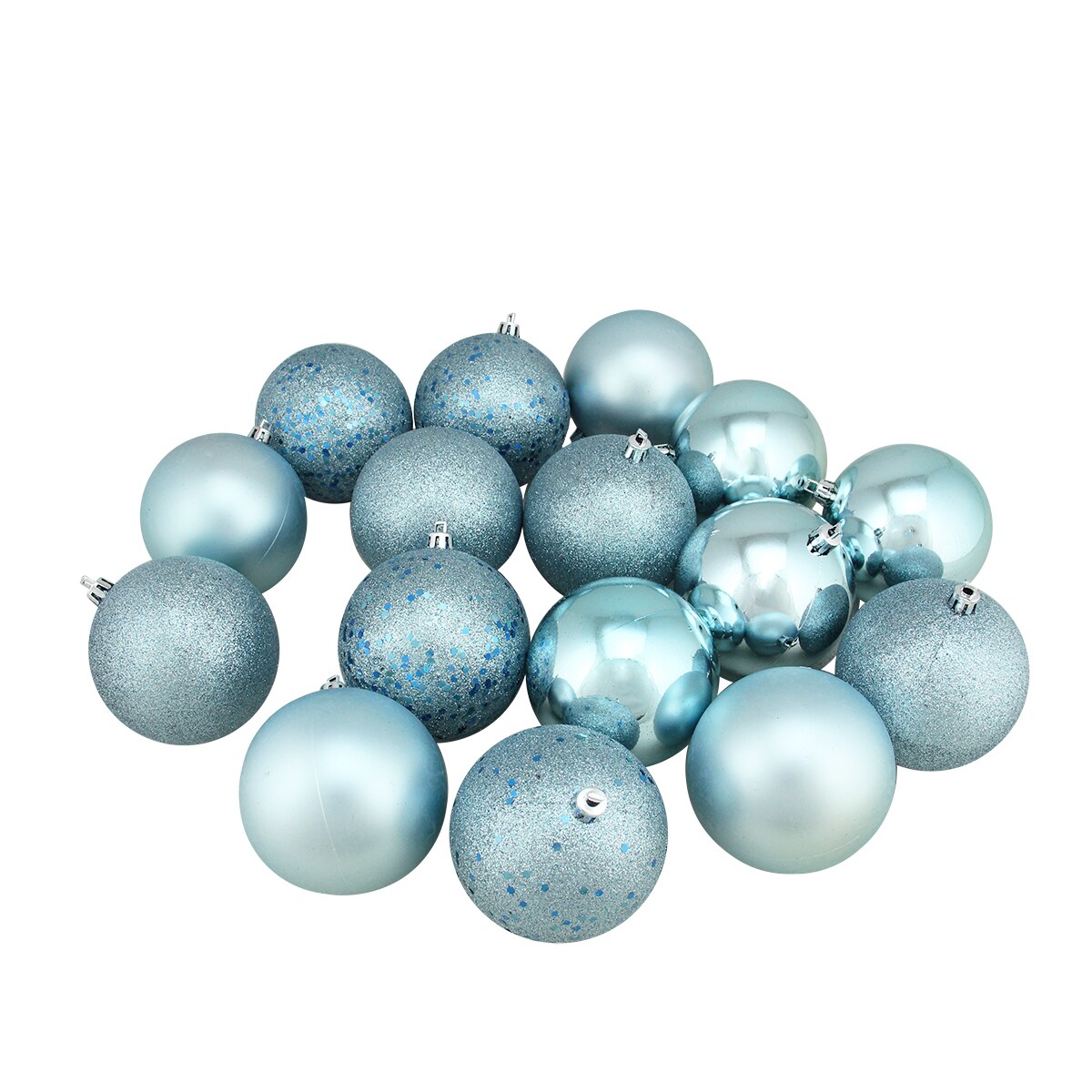 Northlight 16ct Baby Blue Shatterproof 4-Finish Christmas Ball Ornaments 3&#x22; (75mm)