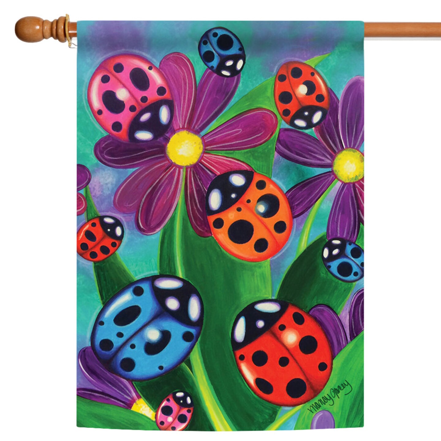 Toland Home Garden Red and Green Ladybugs Outdoor House Flag 28&#x22; x 40&#x22;