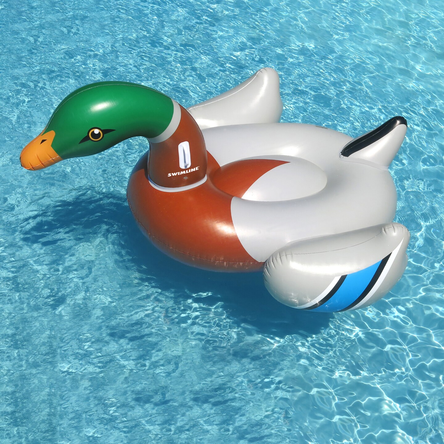 Swim Central 88&#x22; Inflatable Giant Mallard Decoy Duck Swimming Pool Float