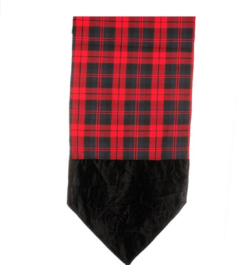 Raz Plaid Christmas Table Runner with Velveteen Tips - 72" - Red and Black