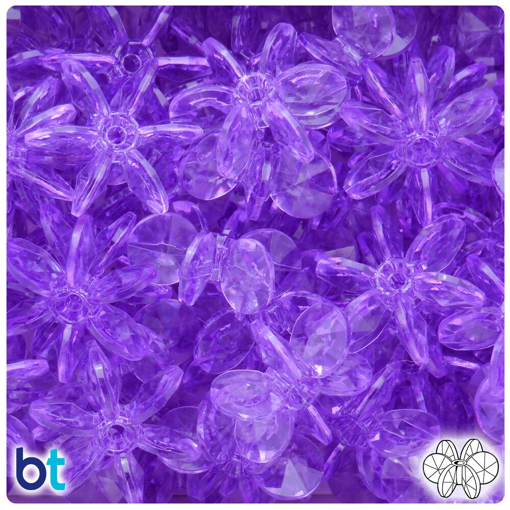 BeadTin Crystal Transparent 25mm SunBurst Plastic Craft Beads (80pcs)