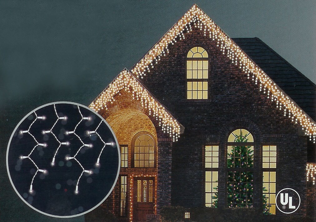 Sienna 150 Clear Shimmering Mini Icicle Christmas Lights - 8.5 ft White Wire