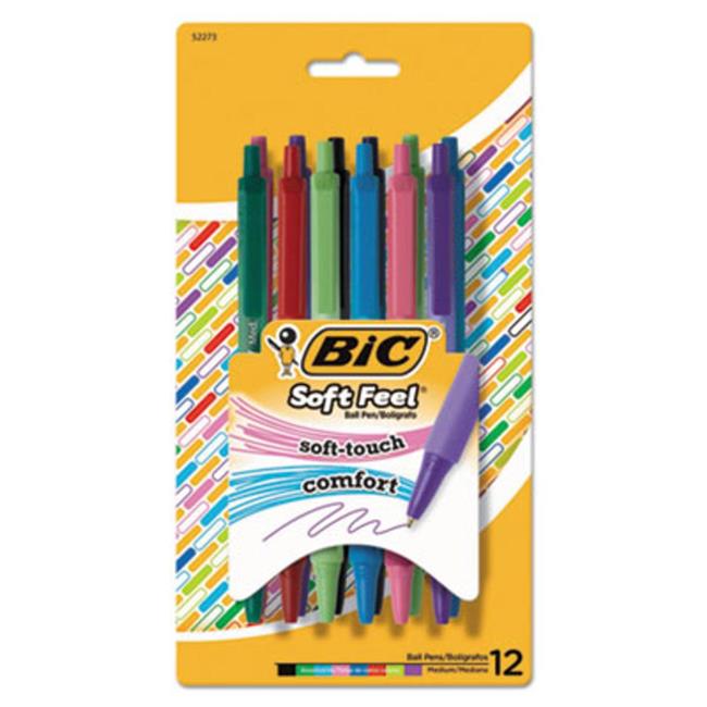 BIC Soft Feel Stick Ballpoint Pen, Medium 1mm, Black Ink/Barrel