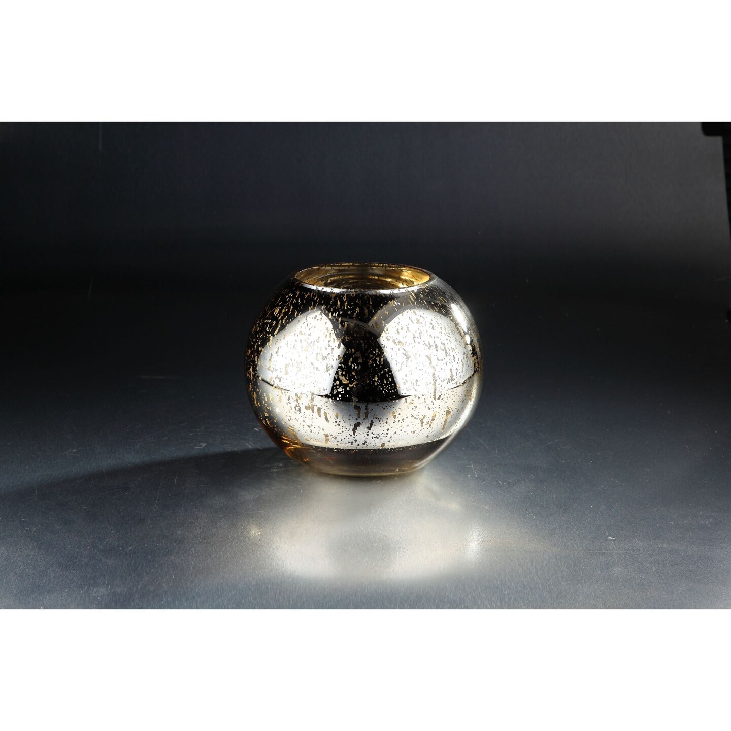 CC Home Furnishings 10&#x22; Silver Round Mercury Glass Votive Candle Holder