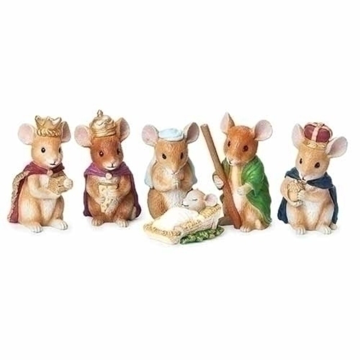 Roman Set of 6 Mouse Nativity Christmas Figurines 3.75&#x22;