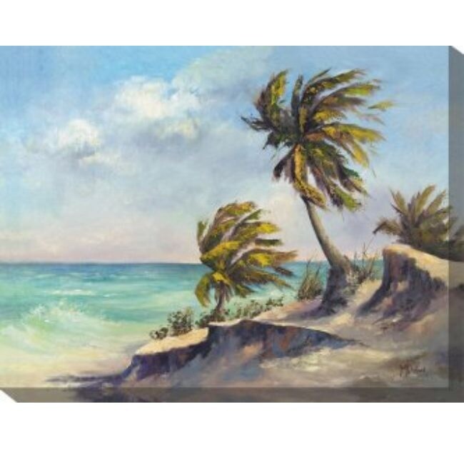 Outdoor Living and Style Blue and Green Westerly Breeze Outdoor Canvas Rectangular Wall Art Decor 30&#x22; x 40&#x22;