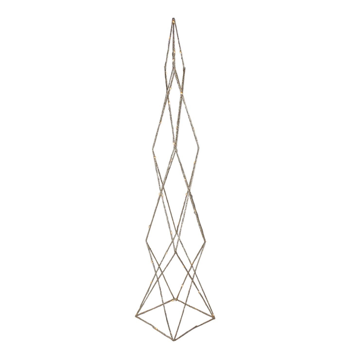 Northlight 32&#x22; LED Lighted B/O Gold Glittered Wire Geometric Christmas Cone Tree - Warm White Lights
